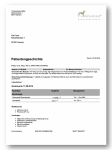 Behandlungsdokumentation, Tierarztsoftware inBehandlung Behandlungsdokumentation, Tierarztsoftware inBehandlung
