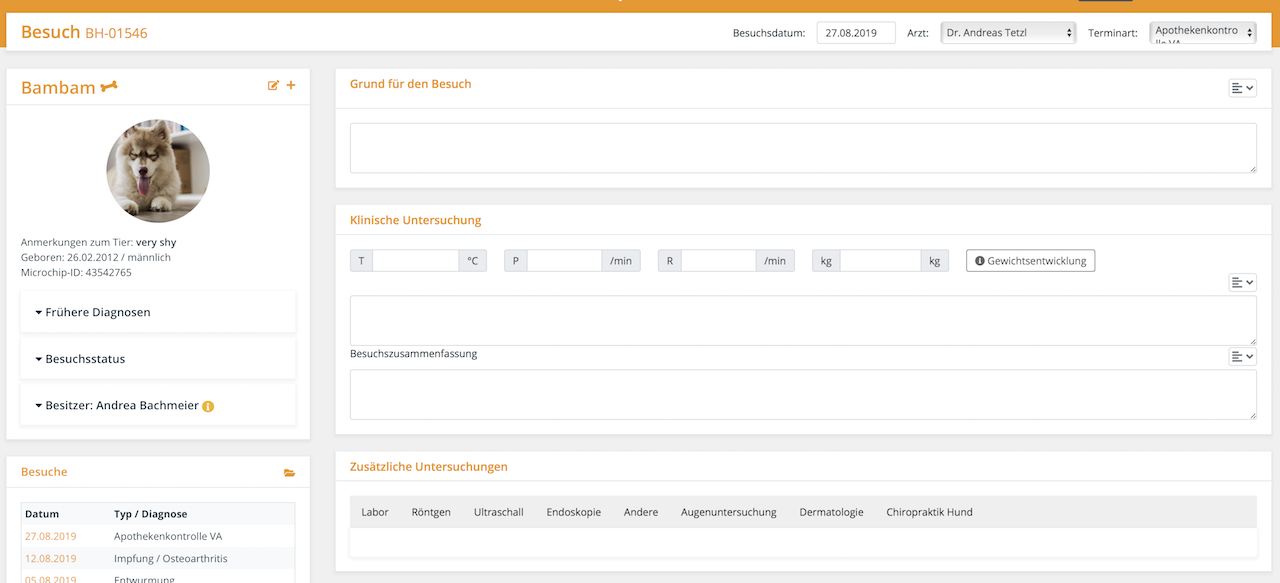 Intuitive Behandlungserfassung in der Praxis und mobil unterwegs, Tierarztsoftware inBehandlung