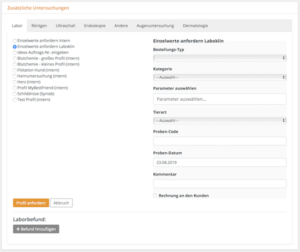 Laboraufträge direkt aus der Behandlung an Partnerlabore senden, Tierarztsoftware inBehandlung Laboraufträge direkt aus der Behandlung an Partnerlabore senden, Tierarztsoftware inBehandlung