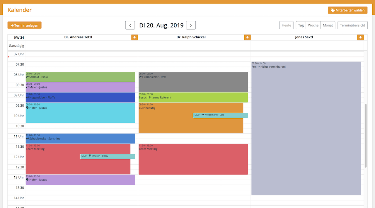 Kalender - Übersichtliche Terminplanung, Tierarztsoftware inBehandlung