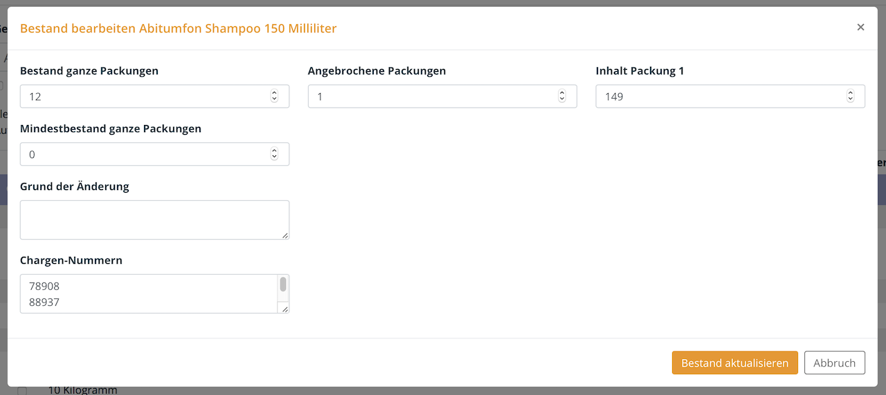 Bestandskorrektur und Inventur, Tierarztsoftware inBehandlung Bestandskorrektur und Inventur, Tierarztsoftware inBehandlung