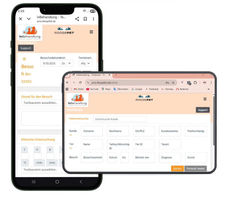 Responsive Design: mobil optimierte Tierarztsoftware