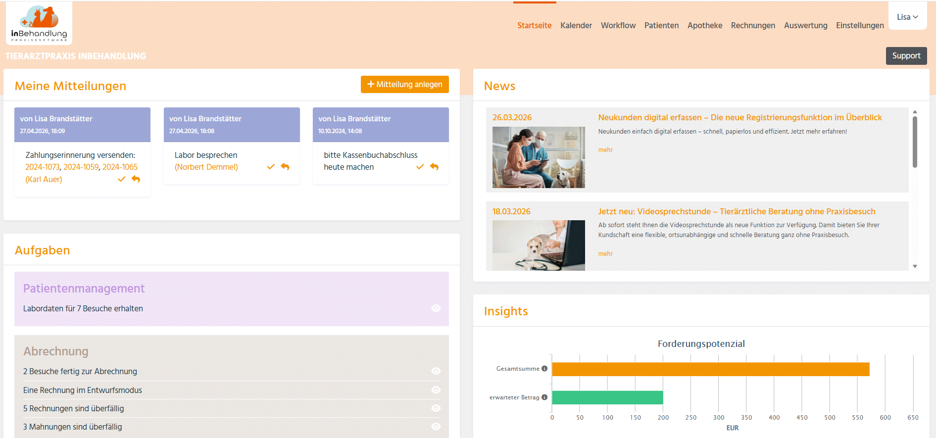 Teammanagement Dashboard ToDos Teammanagement inBehandlung Dashboard ToDos